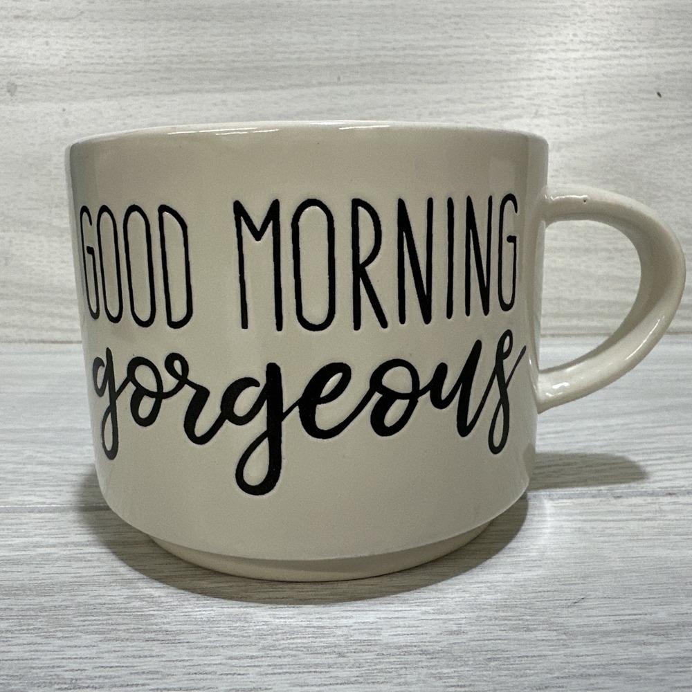 LEAF & BEAN Good Morning Gorgeous Ceramic Coffee Mug 3.5x4.25"